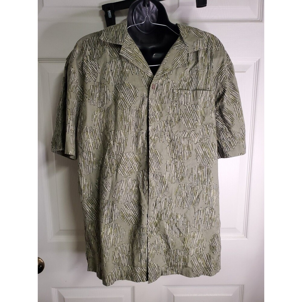 George Shirt Men's Size Small Green Button Up Short Sleeve Linen Blend NWT